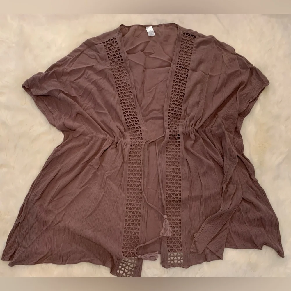 SYKE Joy KIMONO Mauve Swim Cover-up One Size Tassel Tie - Picture 1 of 15